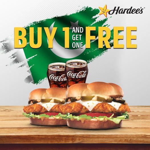 Hardee's Azaadi Offer! buy one Jalapeno Chicken Sandwich and get one free What's On Sale